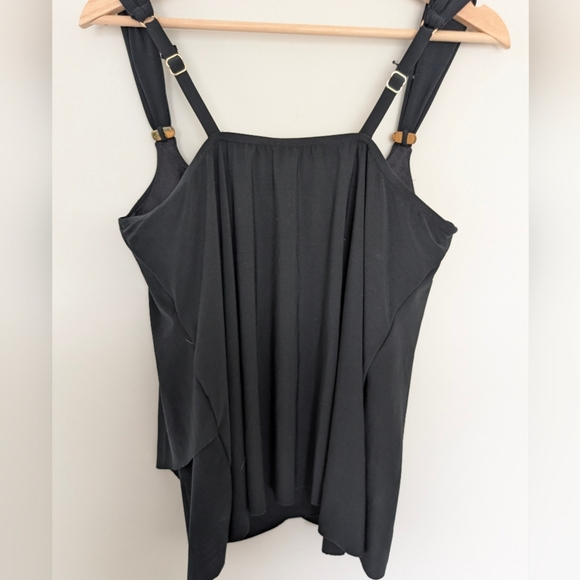Miraclesuit Tankini Top Sz 8 Black Razzle Dazzle Underwire Swim Tank - Picture 6 of 10